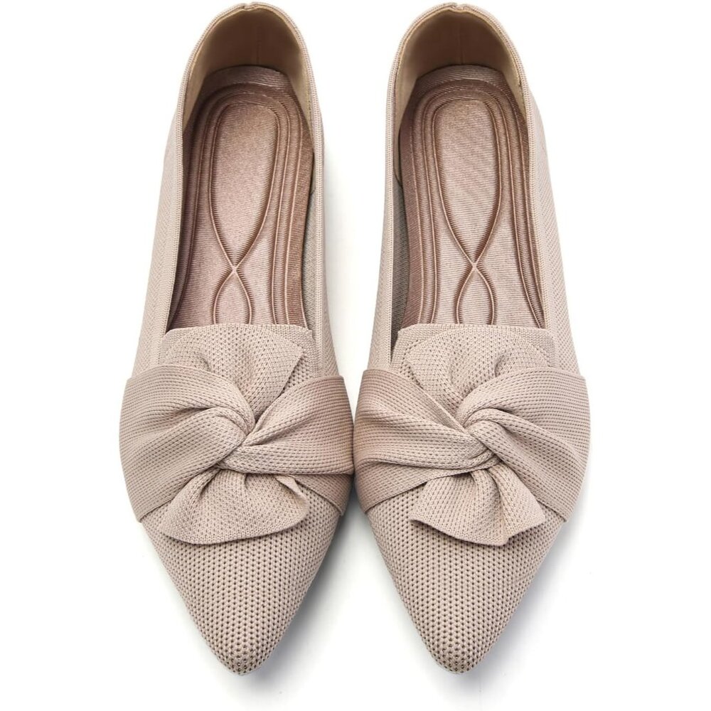 Women's Ballet Flats Beige Pointed Toe Comfortable Cushioned Slip-on